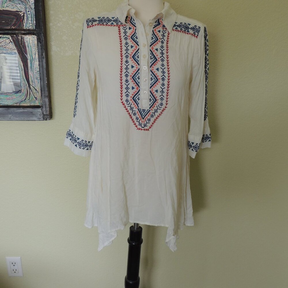 Roper Boho Embroidered Tunic Top Pullover Southwestern Medium